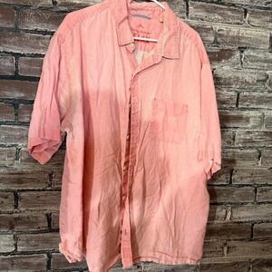 Tommy Bahama – Linen Button Up Shirt – Men's 2XT – Pink Island Casual